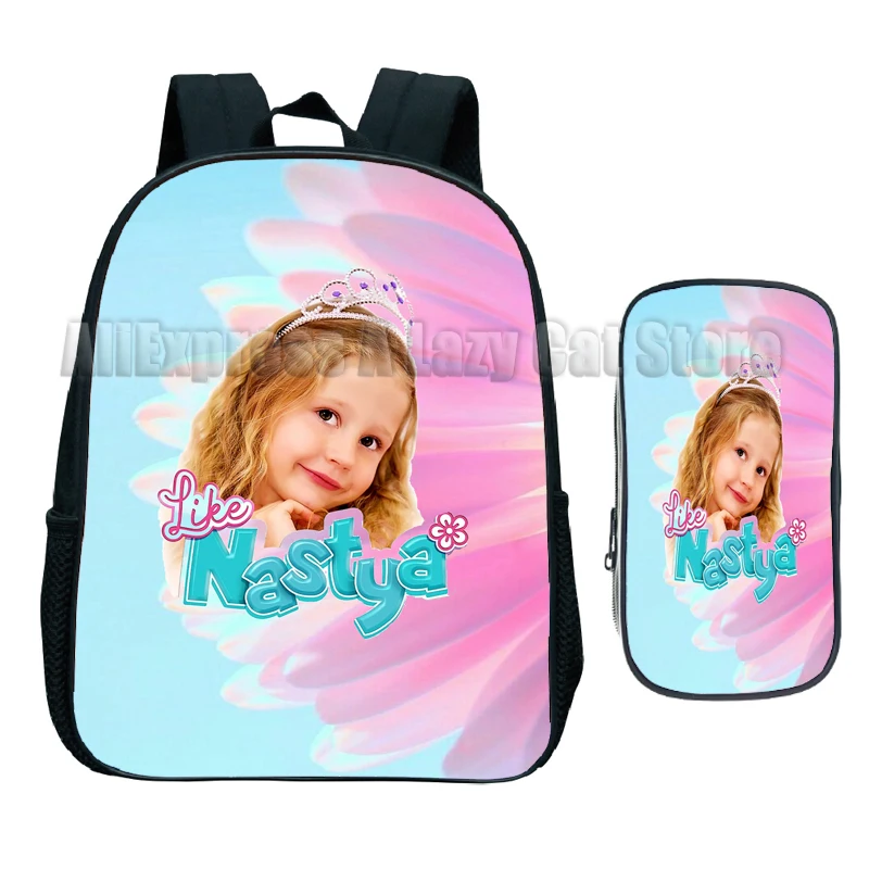 2pcs Set Like Nastya Backpack Kids Toddler Kindergarten Knapsack Boys Girls Outdoor Shoulder Bags Children's Gift Bags