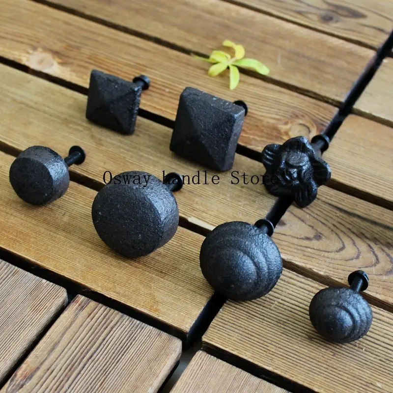 

Cast Iron Handle Room Drawer Lattice Handles Black Single Hole Knobs Furniture Cabinet Door Knob