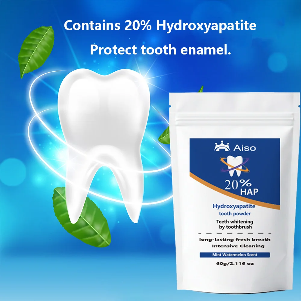 20% Hydroxyapatite Teeth Cleaning Powder — Remineralizing, Mint-Watermelon Flavor — Daily Care Toothpaste for Men and Women