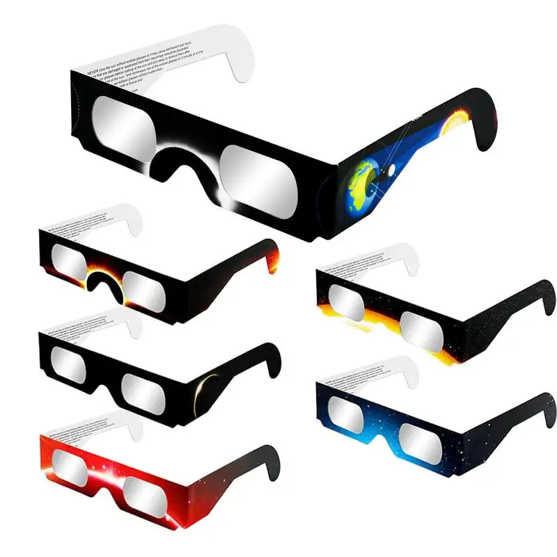 Gafas de sol Eclipse para Educador, lentes de observación con filtro enmarcado de papel, protección UV, 6 piezas