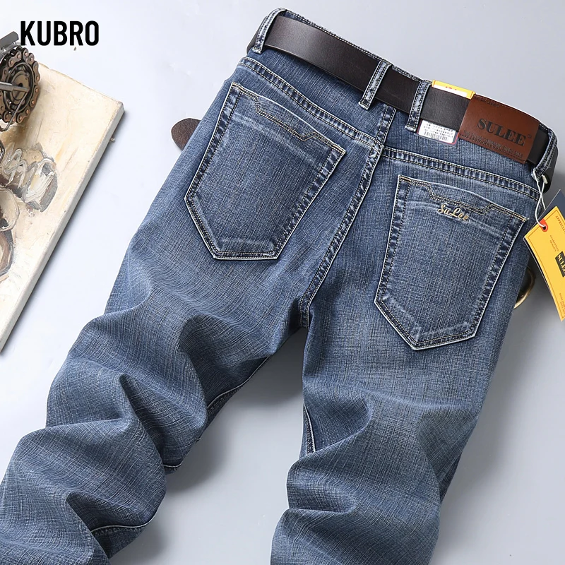 KUBRO 2025 New Spring Fashion Men's Jeans Business Casual Stretch Straight Denim Trousers Classic All Match Male Brand Clothing