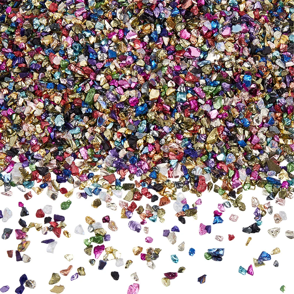 1 Box 150G Small Broken Glass Crushed Crystals Bulk Colorful Irregular Chunky Metallic Sprinkles Flakes Glitter Decor Pieces