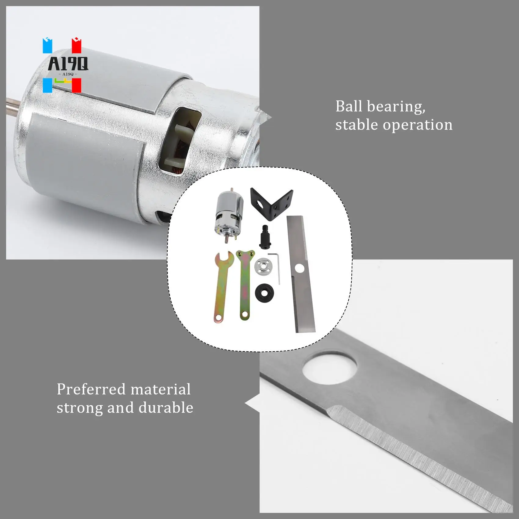 

A19Q-DIY Lawn Mower Set DC 12V 775 Motor Manganese Steel Blade Garden Moving Tools Mini Tool Grass Cutting Machine