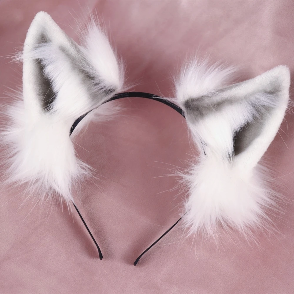 New Handmade Work Beast Wolf Wolfves Ears Hairhoop Headband White Black Brown Headwear Cosplay CostumeAccessories Custom Made