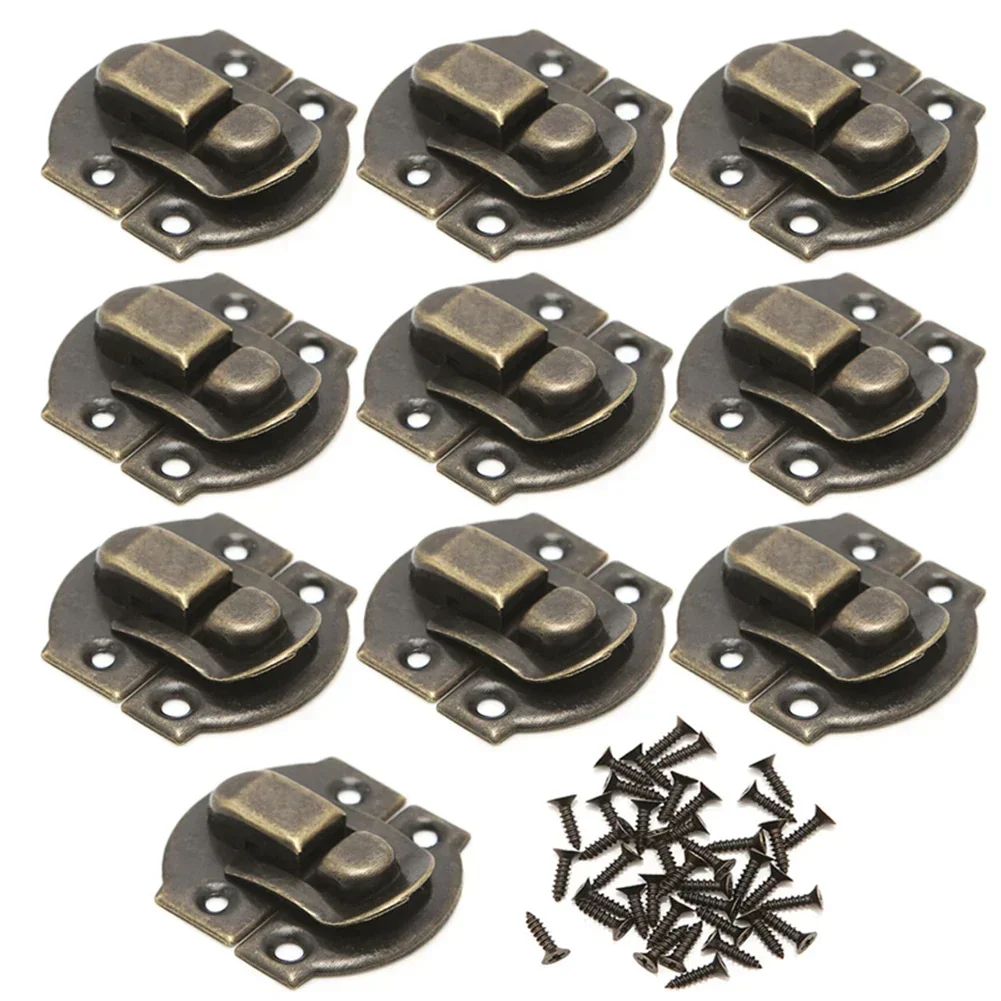 

10Pcs Antique Lock Wooden Jewelry Box Decorative Padlock 20x21mm Metal Hasps Latch With Screw Vintage Furniture Hardware