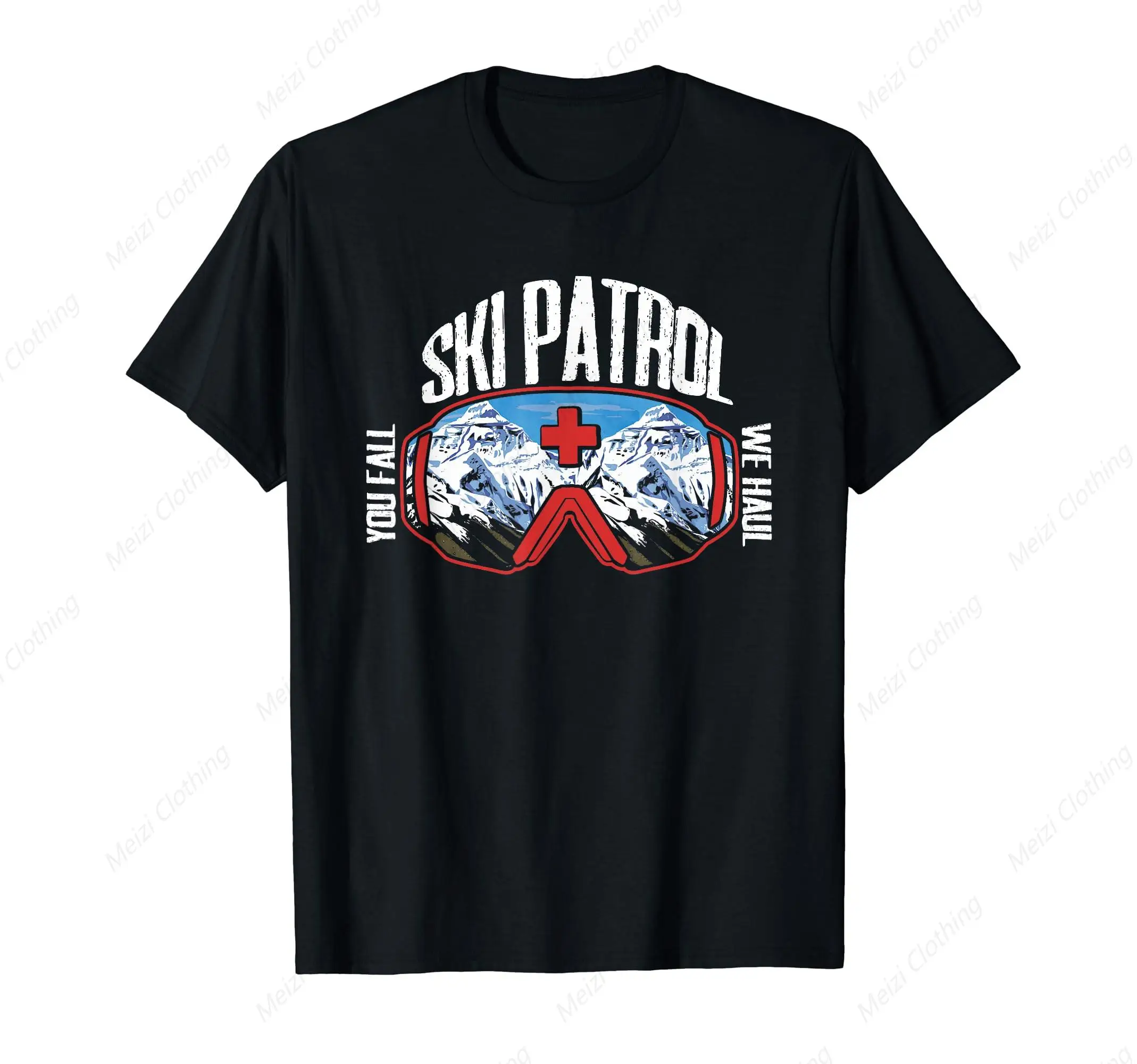 Ski Patrol Team Printed Shirt We Will Drag You On The Autumn And Winter Sports Skier T-Shirt Fun Pure Cotton Breathable T Shirt