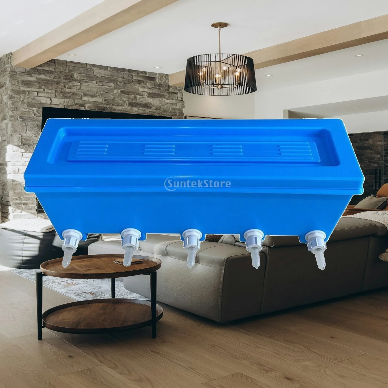 Hanging Livestock Feeder with Lid Hangable Lamb Feeder with Nipples Convenient for Lambs, Farms, Breeding Operations