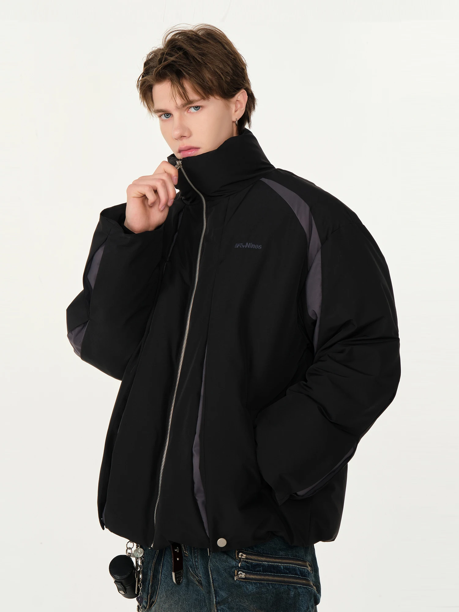 Winter New American Style Men's Three-Proof Trendy Off-White Casual Jacket Couple's Cold-Proof Thickened Black Cotton Jacket