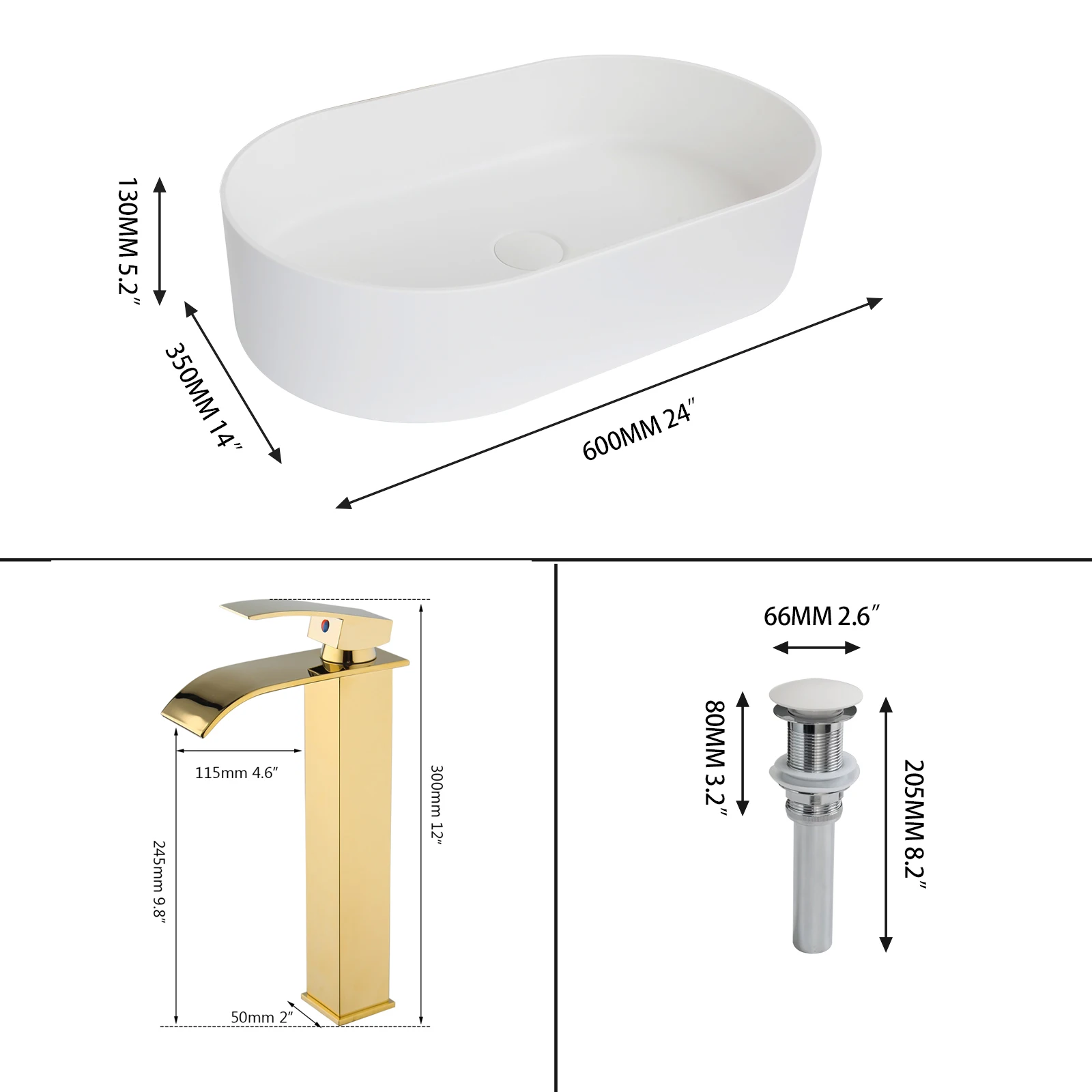 SINLAKU Bathroom Basin Set Artificial Stone Multiple Styles And Drain Large Capacity Paired Golden Faucet Hot Cold Mixer Taps