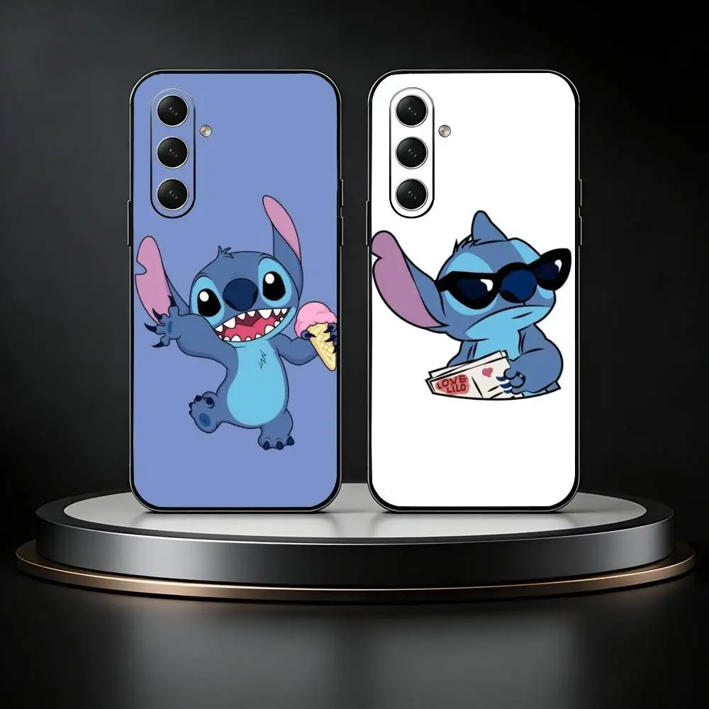 Cartoon S-Stitch Phone Case For Samsung Galaxy A73,21,22,32,71,53,52,51,80,5G Soft Black Cover