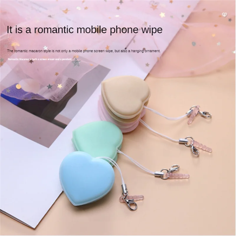 1 ピース愛ハート形電話ワイプクロススクリーンワイプクリーニングメガネクリーニングツールランダムな色