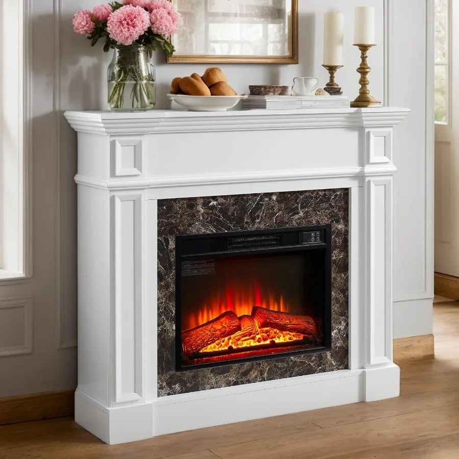 

46 inch Electric Fireplace with Mantel for Living Room and Bedroom Portable Freestanding Wood Stove Design with Remote Control