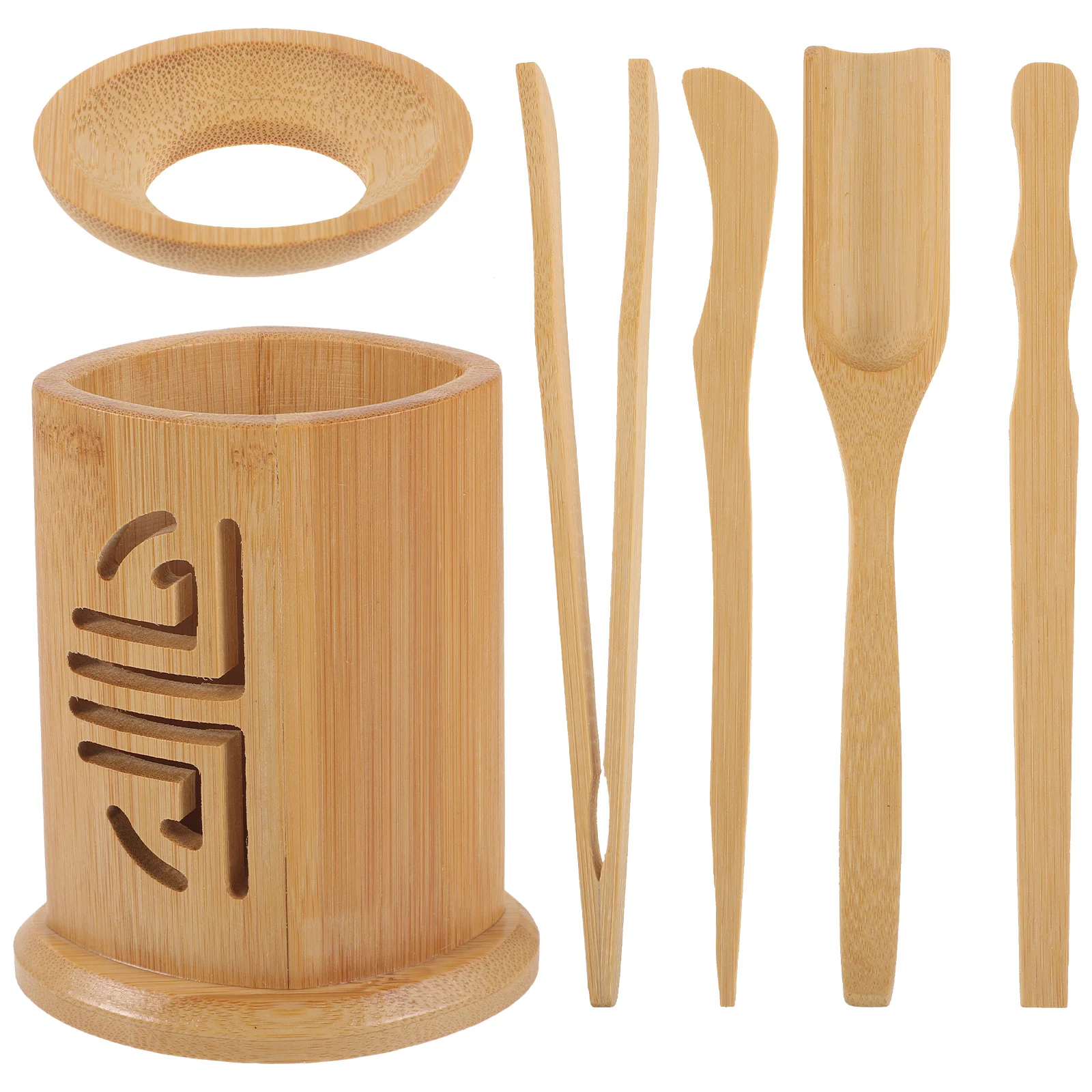 

6 Pcs Chinese Set Accessories Bamboo Six Gentlemen Tools Spoon for Loose Tea Lovers Women Ceremony Tea Scoop Gongfu Utensils
