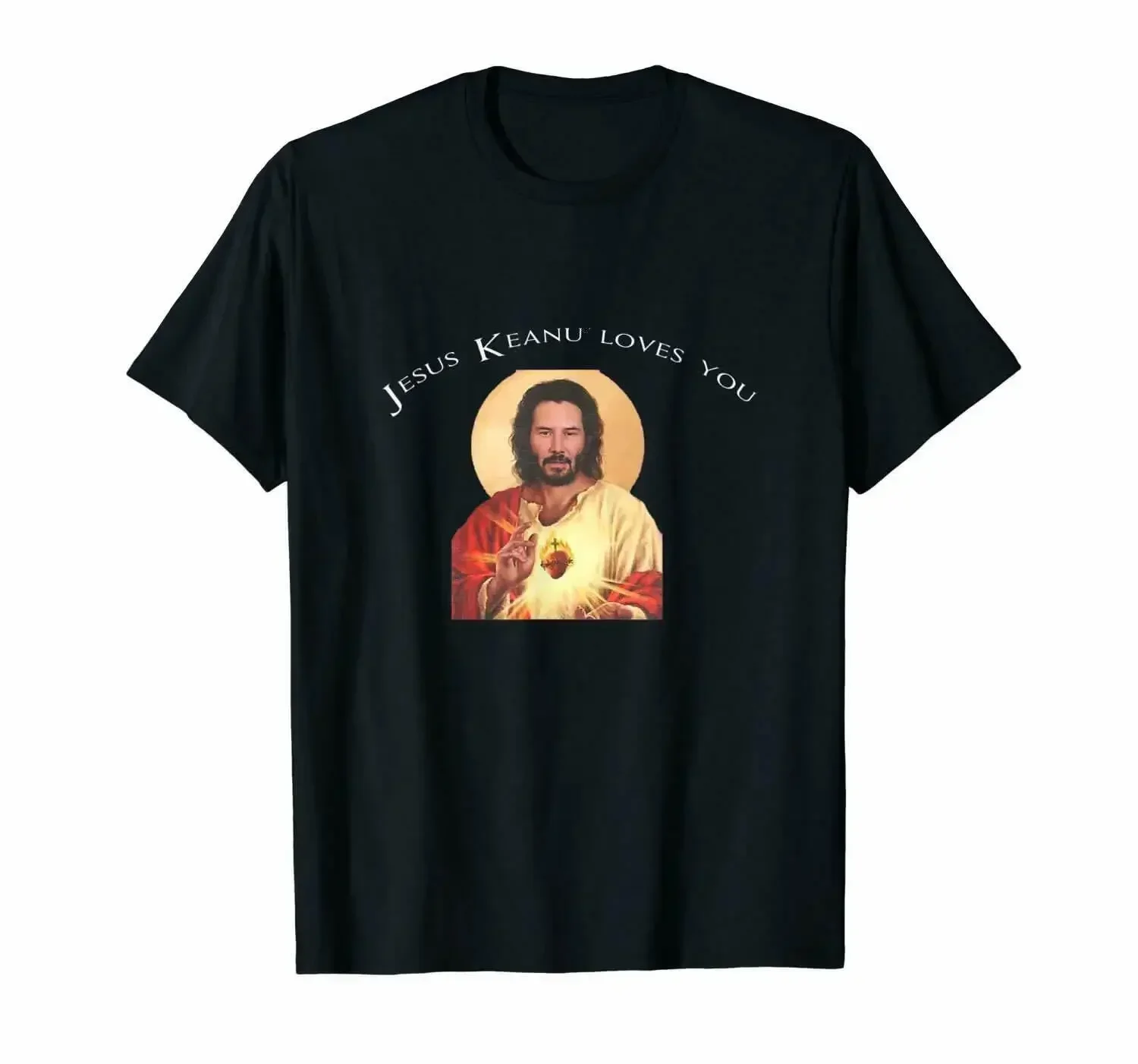 

Jesus Keanu Loves You - Meme Retro Pastel Cute Pun T-Shirt 100% Cotton O-Neck Summer Short Sleeve Casual Mens T-shirt Size S-3XL