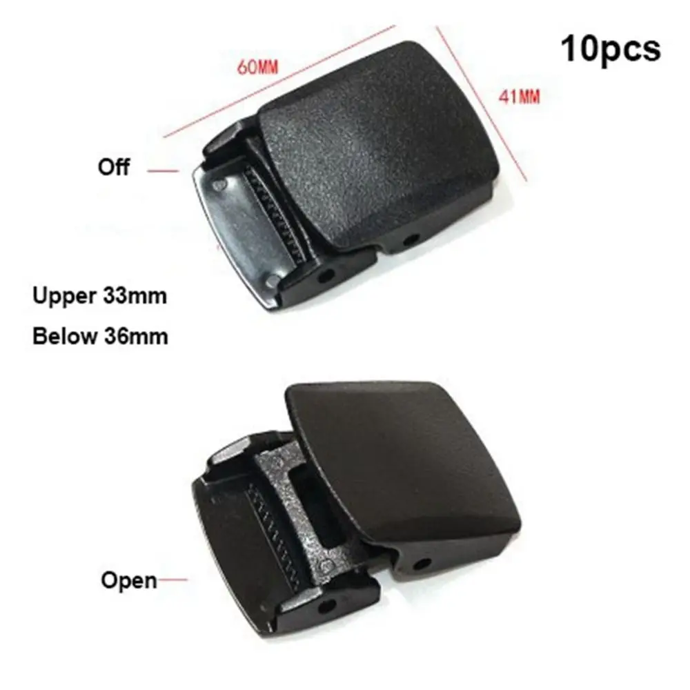 10pcs 블랙 바인딩 스트랩 압력 버클 클립 플라스틱 부품 조정 버클 10 스타일 리본 벨트 버클 수하물 액세서리