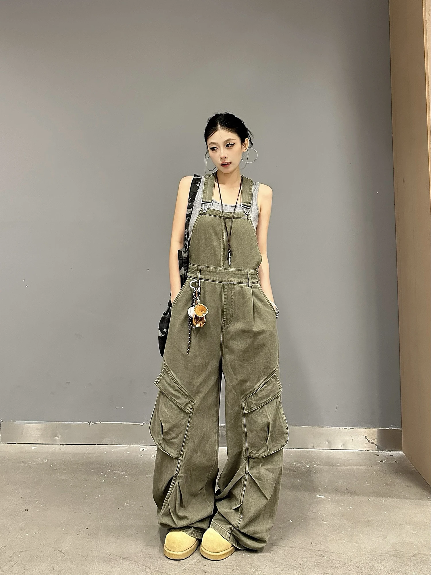 Pantalones de trabajo Retro americanos para mujer, pantalones informales sueltos de gama alta, monos de pierna ancha a la moda, cómodos con cintura en L