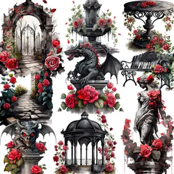 20Pcs/Pack Vintage Gothic Rose Garden Sticker DIY Craft Scrapbooking Album Junk Journal Decorative Stickers
