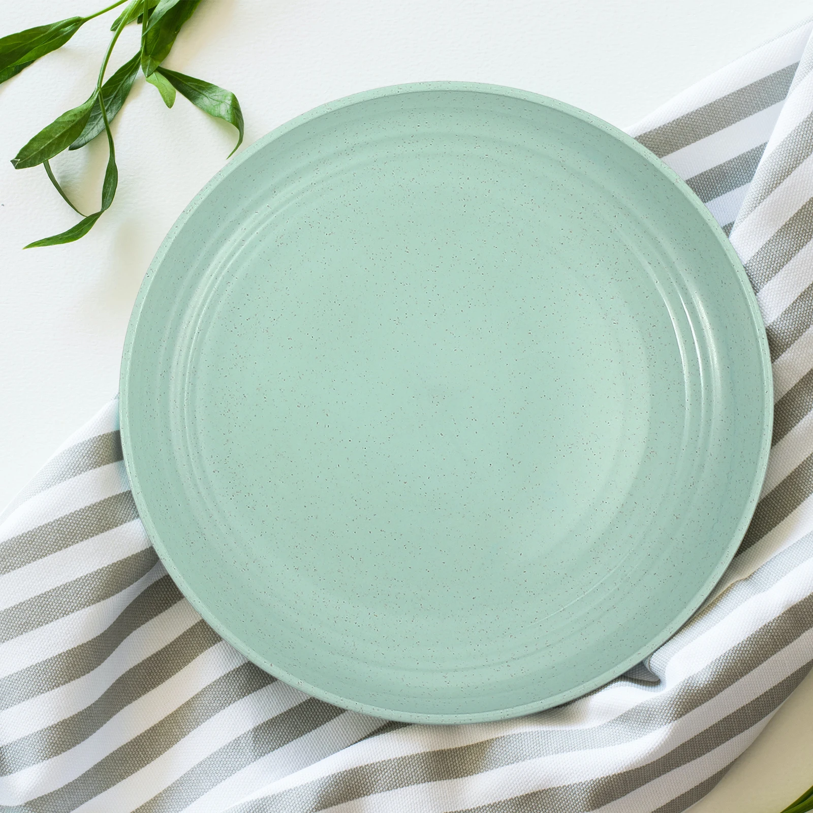 

4 Pcs Dinner Plates Set Straw PP Unbreakable Food Serving BBQ Picnic Round Safe Easy Clean Kitchen Storage Steak Plates