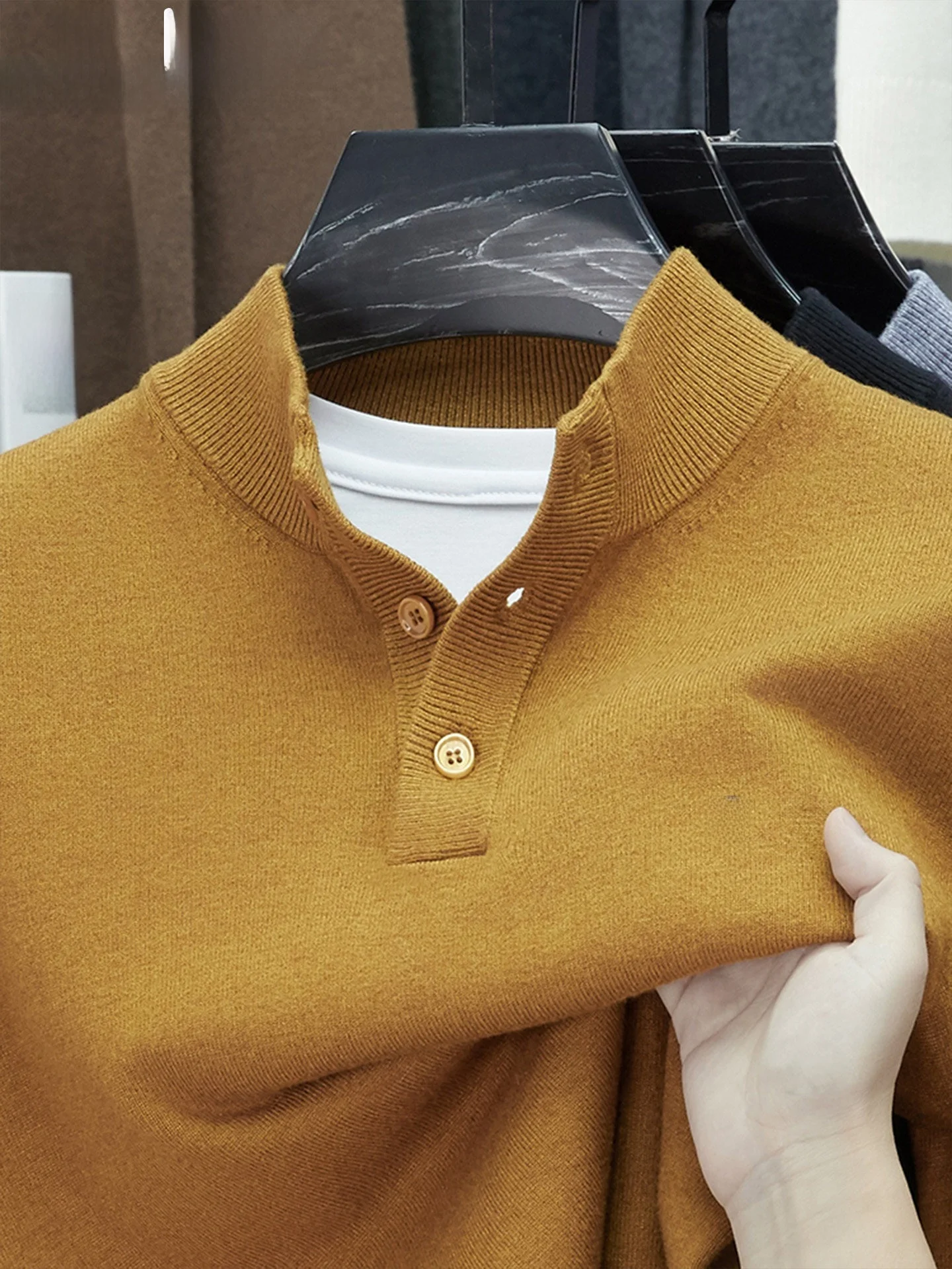 

Pierre Cardin Men's Knitted Wool Sweater Thiened Warm f High Collar Autumn Winter Faion Casual Sle Comfortable Inner...