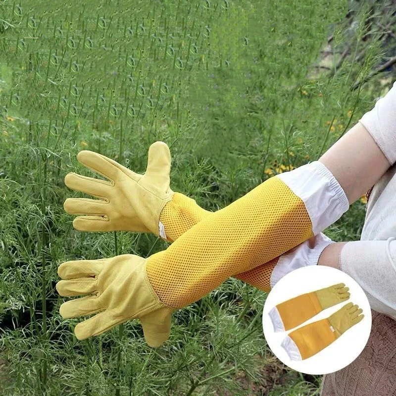 

2026 New Beekeeper Gloves Protective Sleeves Ventilated Professional Anti Bee for Apiculture Beekeeper Prevent Beehive Tools