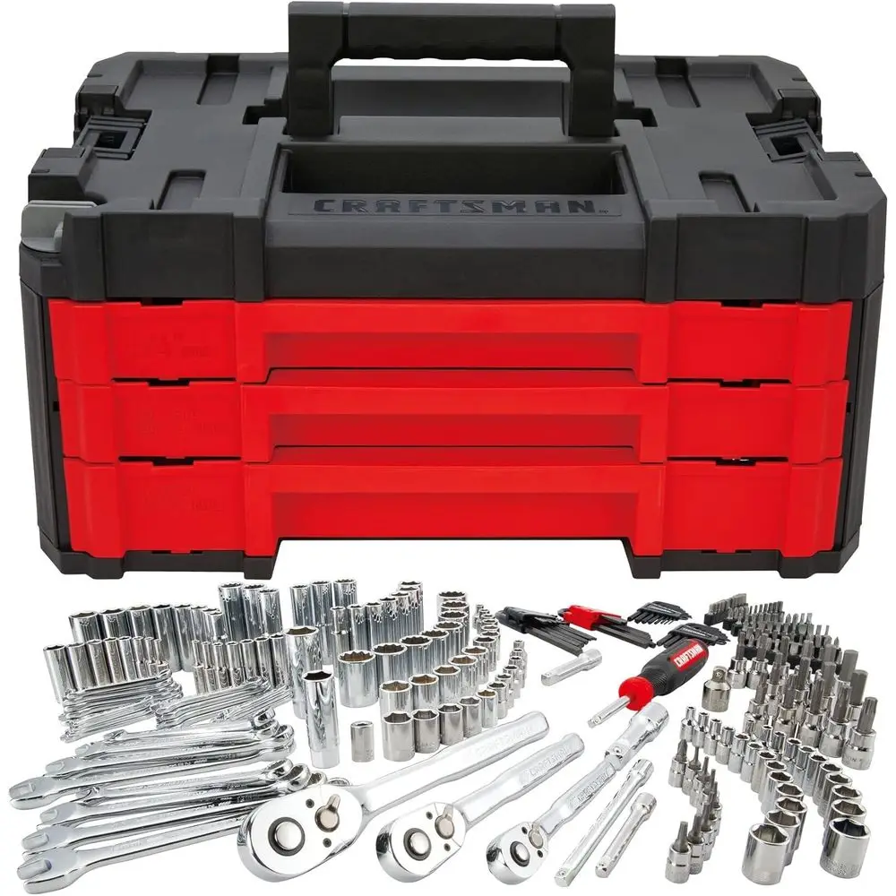 

Complete 262-Piece Mechanic Tool Kit, 1/4, 3/8, 1/2 Drive, SAE/Metric Socket Set