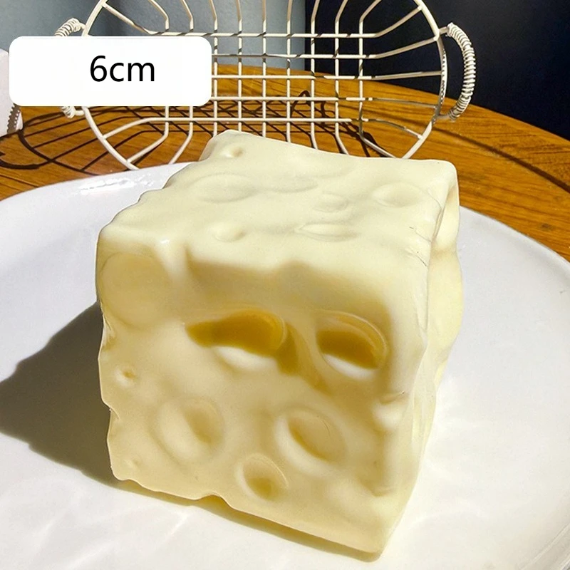 Jumbo Cheese Cube Stress Ball Big Cheese Shapeable Squeeze Ball Non-Bounce Fidget Toy ASMR Sensory Anti-Stress Festival Gift view 4