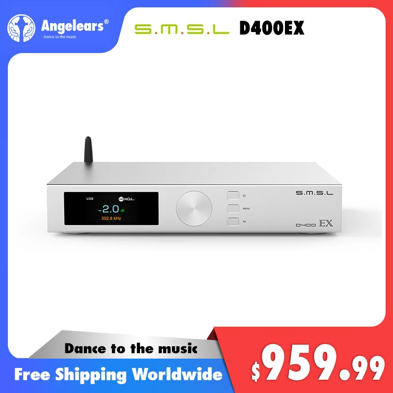 SMSL D400EX 오디오 DAC 1 * AK4191 2 * AK4499EX 플래그십 DAC 칩, OPA1612A LME49720 XU316 MQA-CD DSD512, 32 비트/768kHz 블루투스