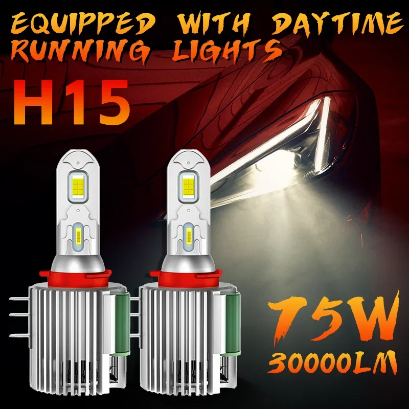 

2 шт. H15 светодиодные лампы автомобильные фары дальнего света дневные ходовые огни 12 В 6000 К белые авто лампы Canbus для Golf 6 VW Audi BMW