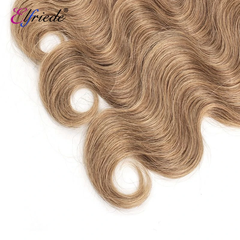 Elfriede #8 Ash Brown Body Wave Precolor Human Hair Bundles Remy Human Hair Extensions 3/4 Bundles Deals Human Hair Sew In Weft