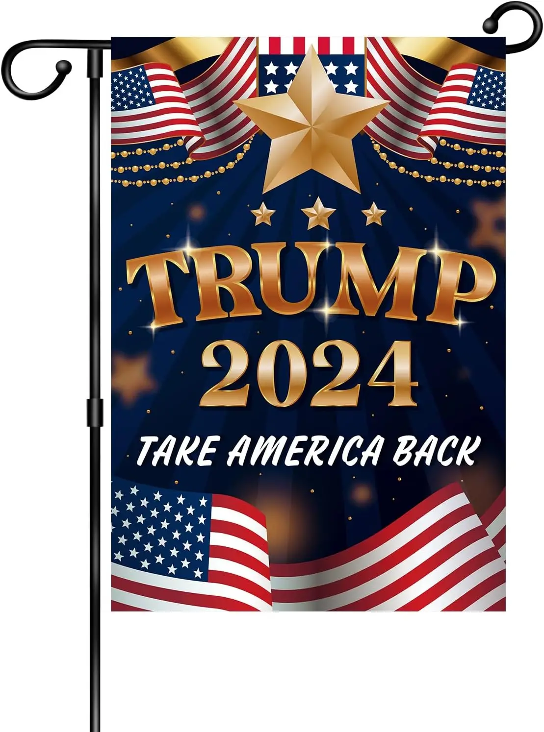 Donald Trump 2024 Garden Flag,Take America Back Trump Black Yard Decor,US Election 2024 Trump for President Outdoor Decoration