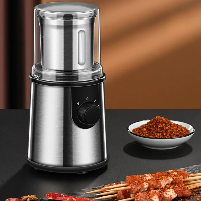 304 stainless steel electric grinder, small household food and medicinal material grinding machine, coffee bean plug-in grinder