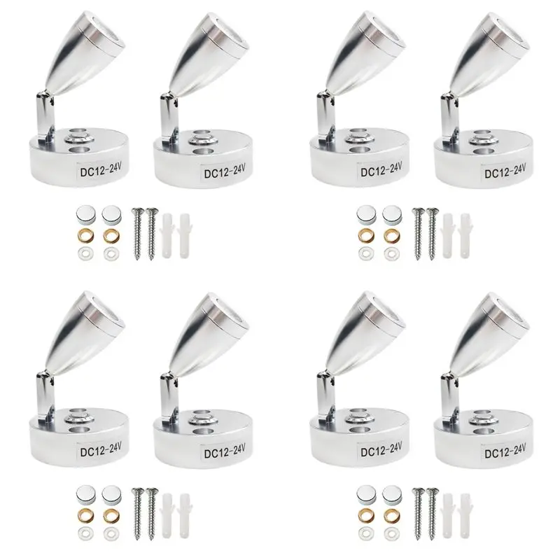 

M50K-8X RV LED Spot Reading Lamps, 12V Interior Spotlight Contact Switch With USB Interface For Caravan, Boat, Motorhome Warm