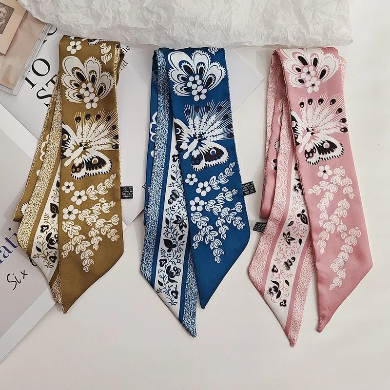 Neuankömmling Frühlingsschal Damen Tarot Schmetterling Blumen Langer Seidenschal Vielseitiges Geschenk Geschenk Dekorieren Krawatte Stola Wrap