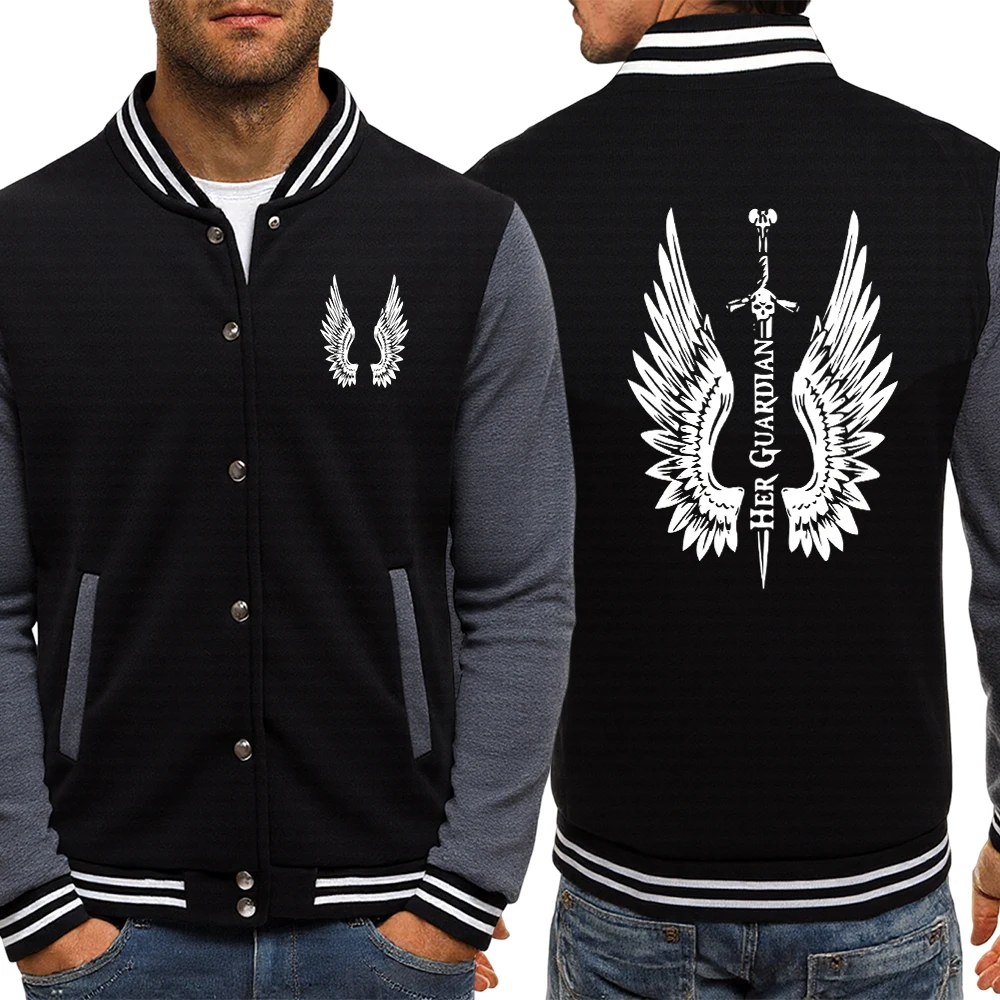 

Her Guardlan Sword And Wings Design Sportswear Mens Basics Thicken Sportswears All-Match Soft Jacket Breathable Hip Hop Uniform