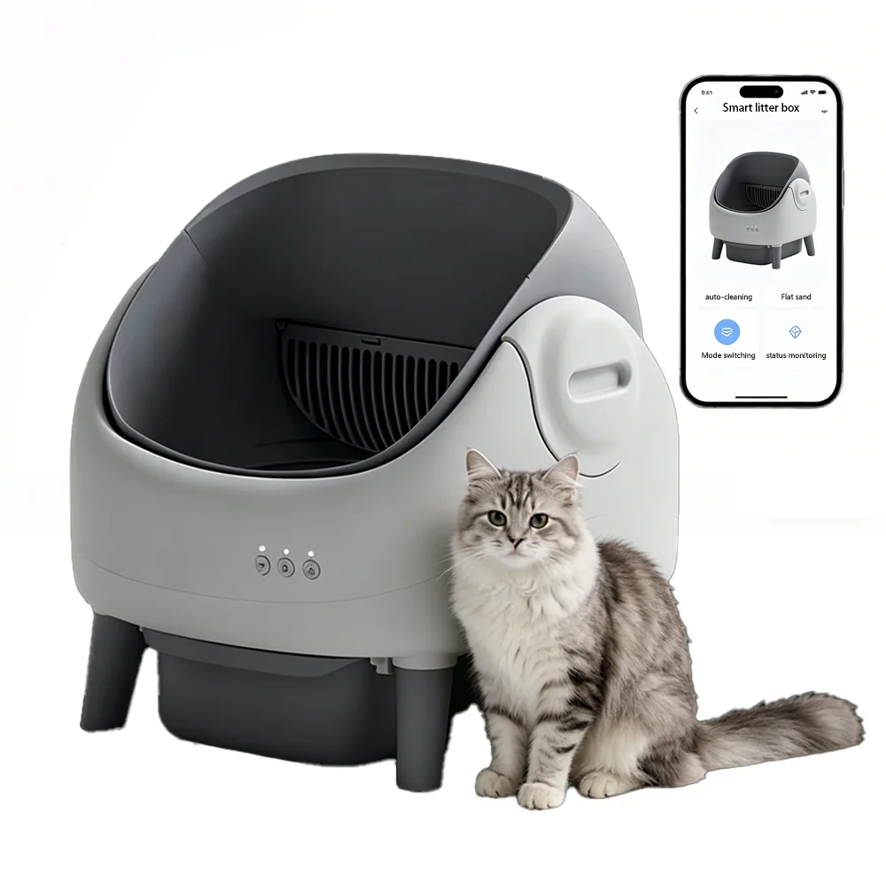 Large automatic smart cat  box, plastic drawer type, semi-closed, shovel-free, splash-proof, easy to clean