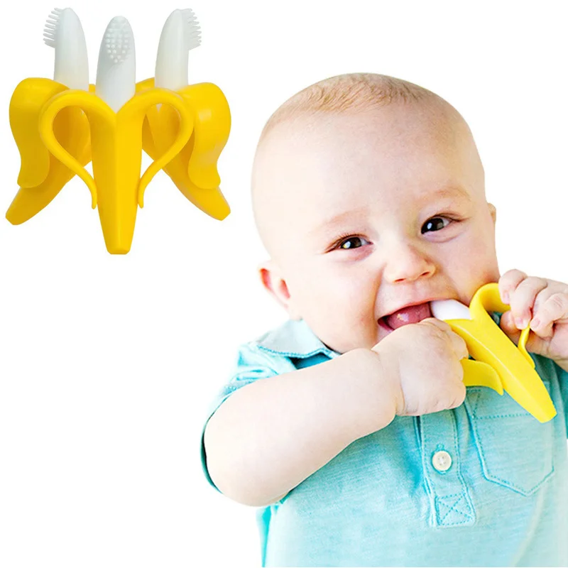 Giocattoli per massaggiagengive in Silicone BPA Free Safe Banana anello per dentizione Toddler Chew Dental Care spazzolino da denti perline per