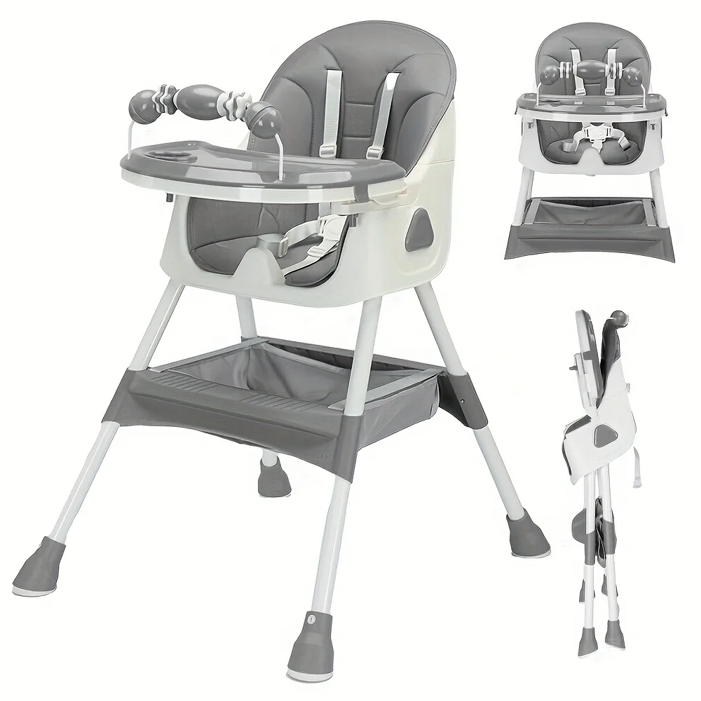 UBRAVOO Foldable Baby High Chair 6 Months Plus, with Large Antislip Pad & ToyRack, Easy to Clean Feeding , E500