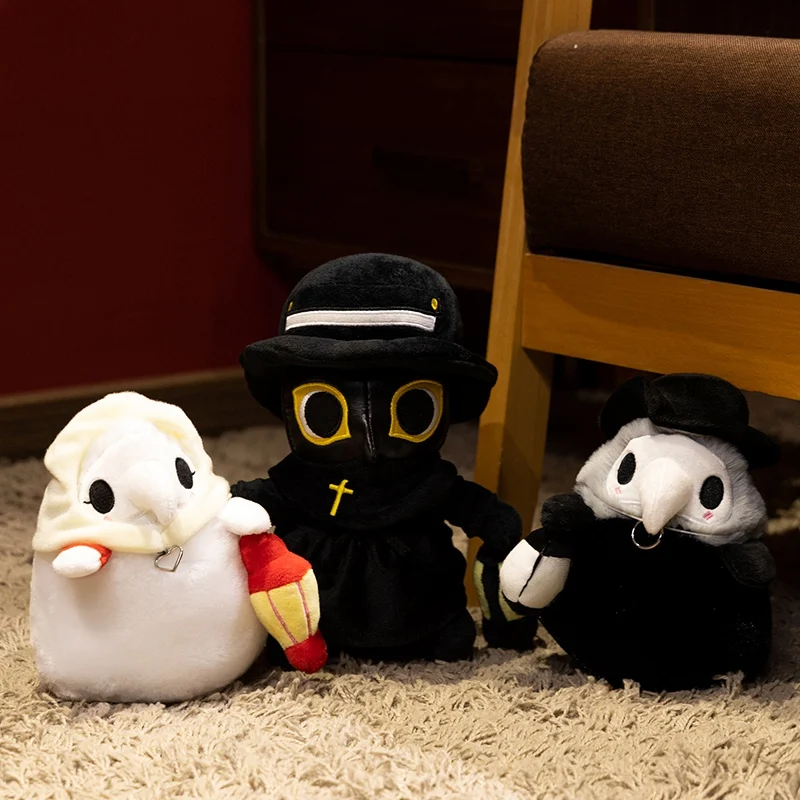 

Halloween's Day Crow Doll Stuffed Standing Black White Cartoon Animal Darkness Plushie Party Decor Gift
