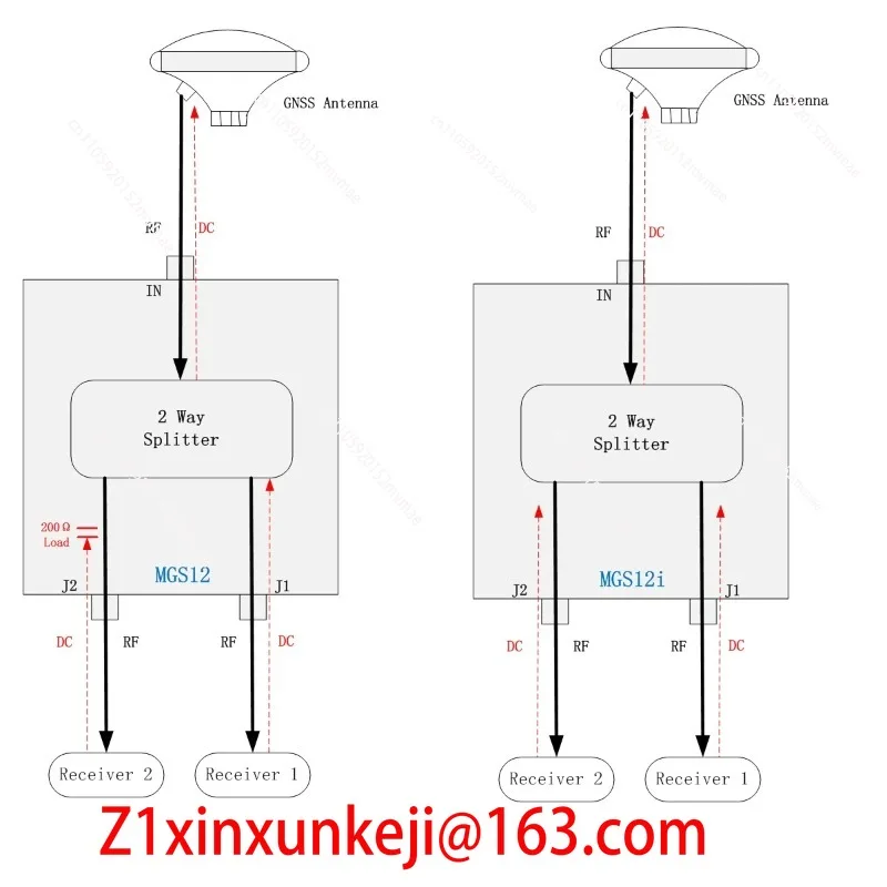 MGS12, GPS One Point Two Power Splitter, GNSS Intelligent Two Power Splitter, N SMA TNC Type GPS Beidou Power Splitter