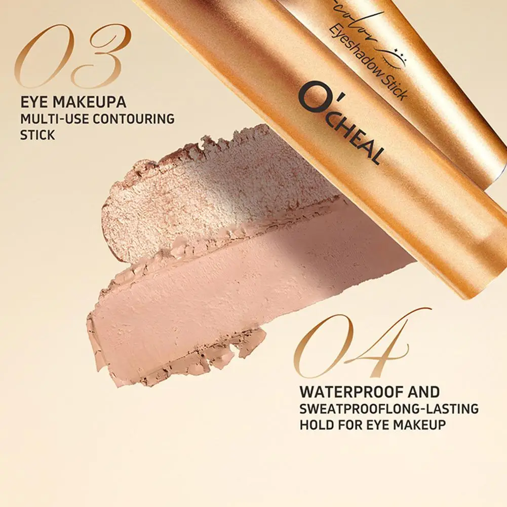 Three-color Gradual eye shadow stick Sweat-proof Waterproof long-lasting high-gloss eye shadow pen Eye Makeup Tool