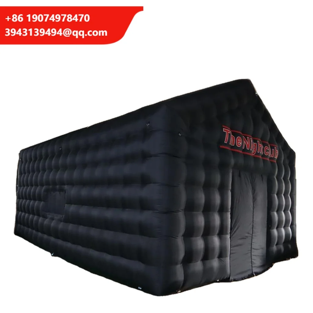 

Outdoor Activities Custom Portable Black Inflatable Nylon Nightclub Cube Party Bar Tent With Disco Lighting For Four-season Use