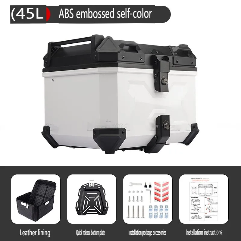 

Motorcycle Universal 45L ABS High-strength Trunk Carrier Adventure Motorbike Storage Box Luggage Black Motorcycle Tail Box