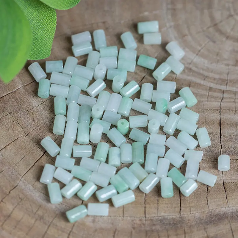 

10PC Natural Jade Emerald Straight Barrel Small Bead Beads Accessories DIY Bangle Earring Charm Jewellery Luck Man Amulet New