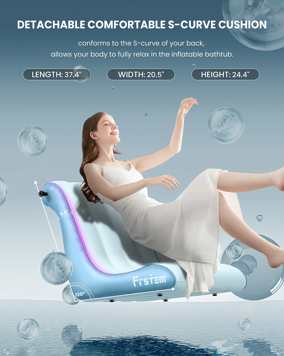 Inflatable Bath Tub for Adults, Portable Foldable with Wireless Electric Air Pump, 64