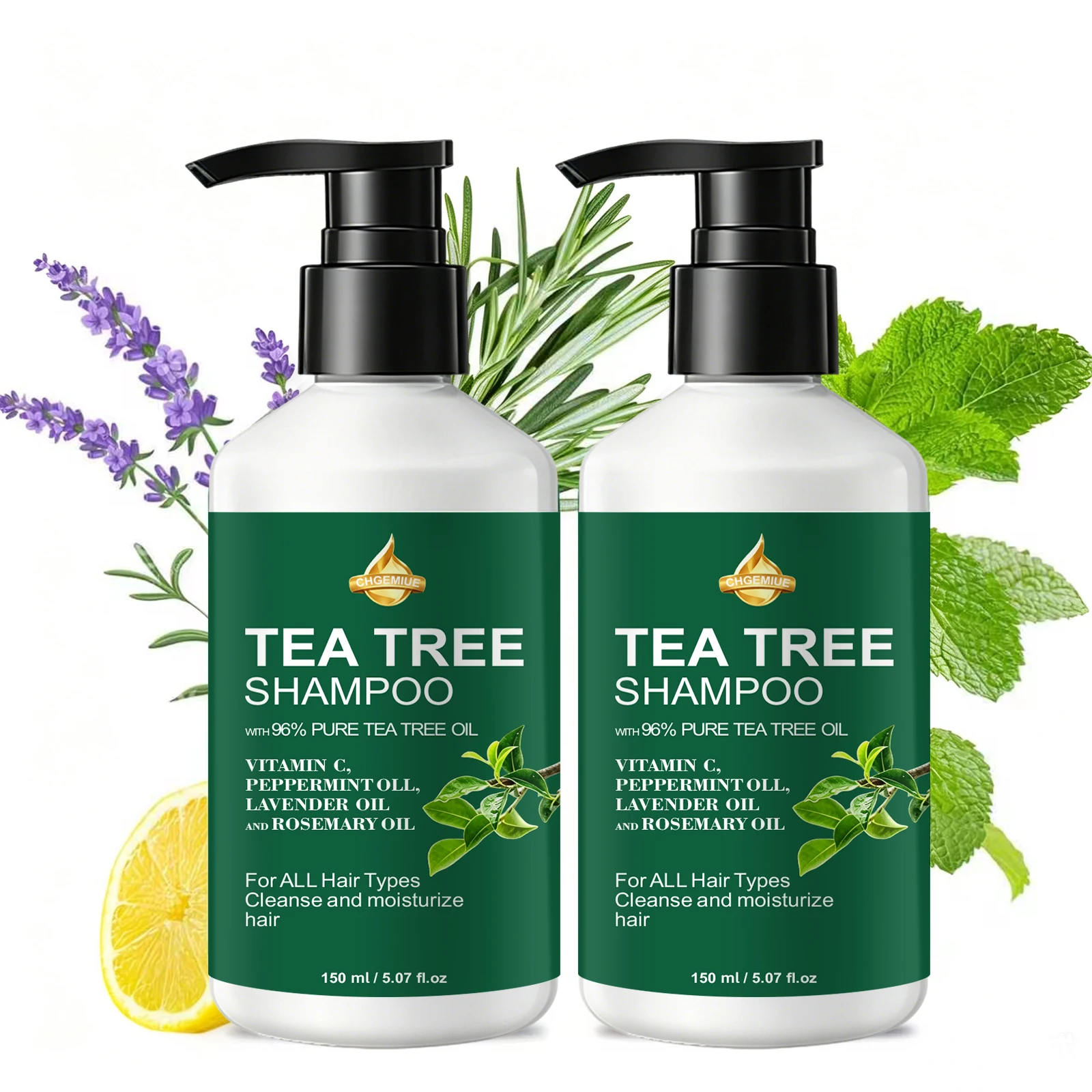 96% Pure Tea Tree Oil Shampoo 150ml, Moisturizing Scalp Cleansing Shampoo for All Hair Types