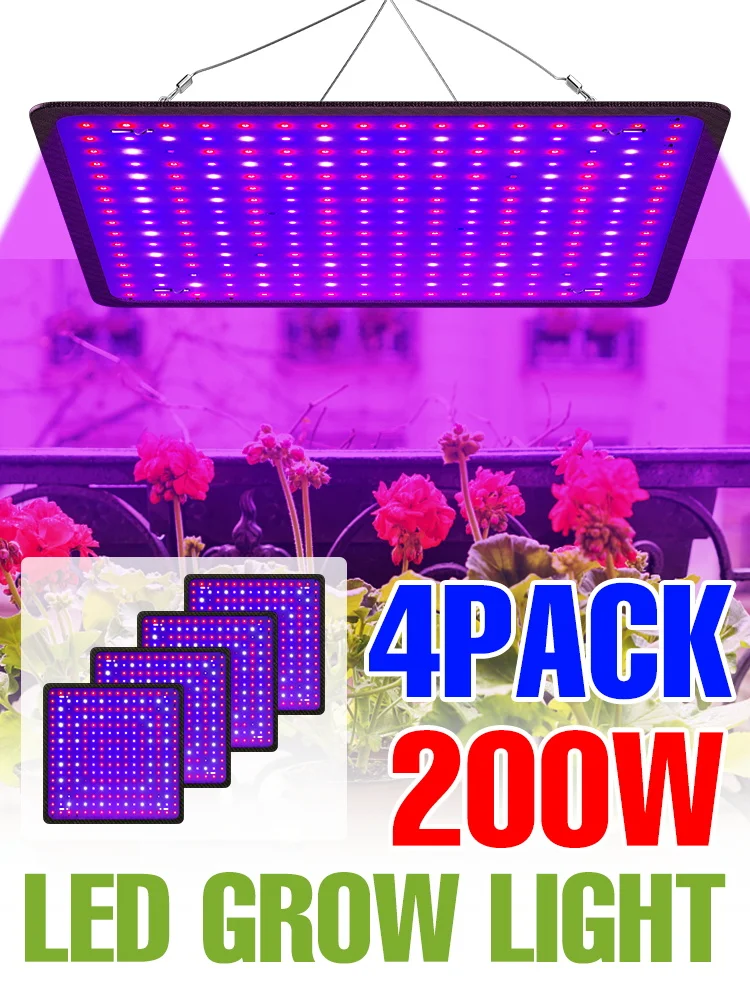 4 حزمة 200 واط LED النمو مصباح الطيف الكامل لوحة الكم ضوء الزراعة المائية النبات بوعاء زهرة الشتلات زراعة ملء الإضاءة #1