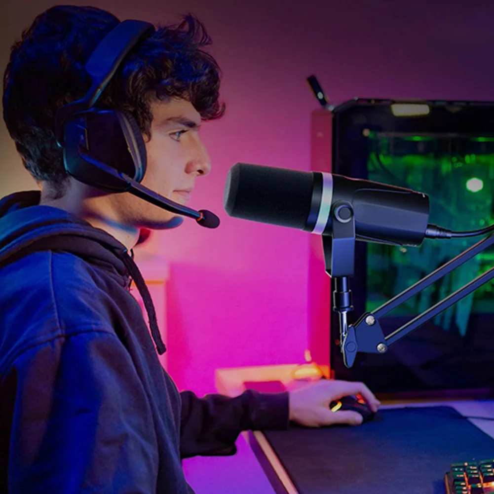 ميكروفون USB XLR ديناميكي للكمبيوتر RGB PC ميكروفون ديناميكي لتسجيل الاستوديو وإنشاء محتوى البث
