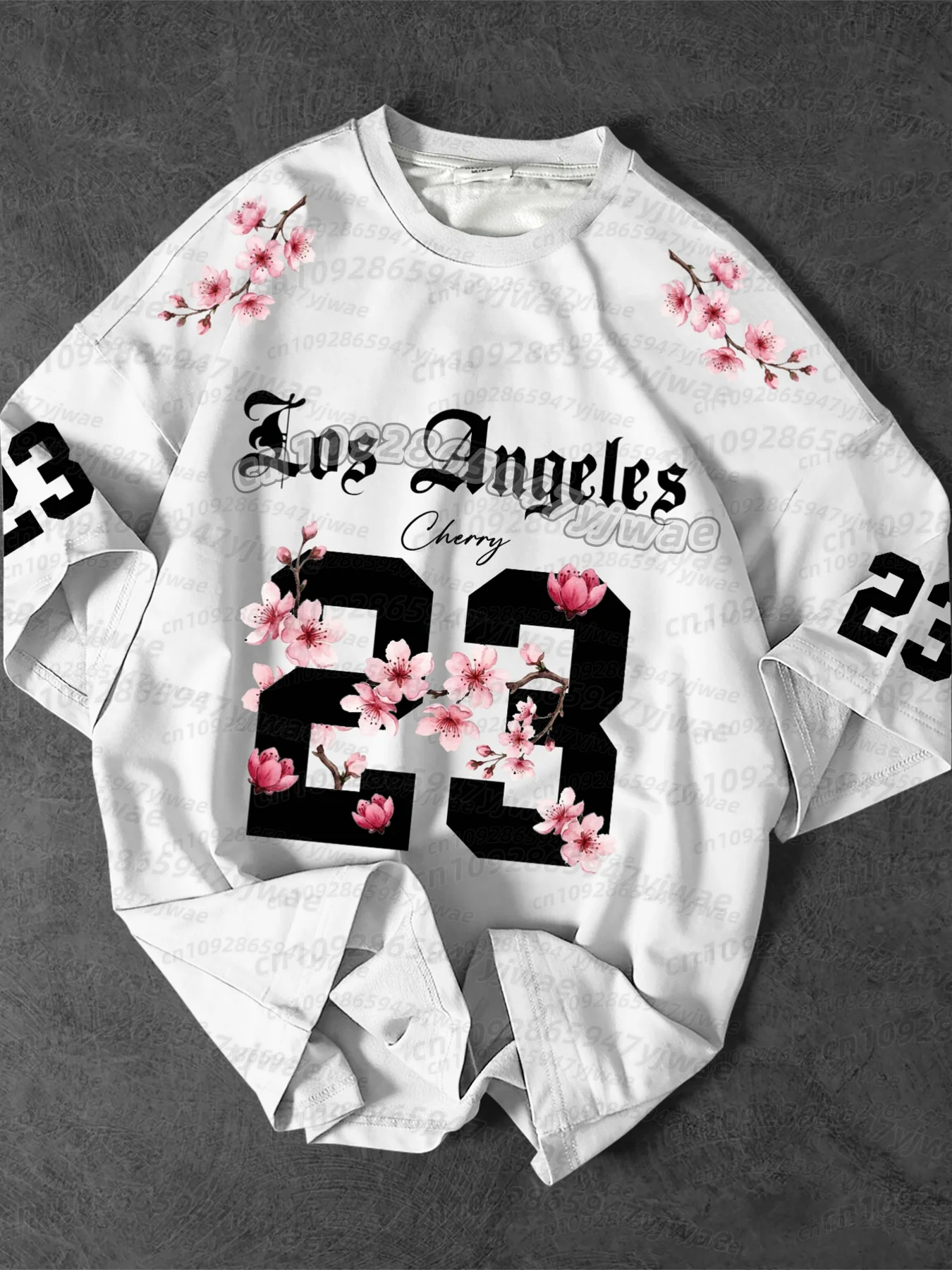 Mens Floral LOS ANGELES NO.23 Football Jerseys For Men Short Sleeve Tees Casual O-neck Sports Tshirts Man Clothing