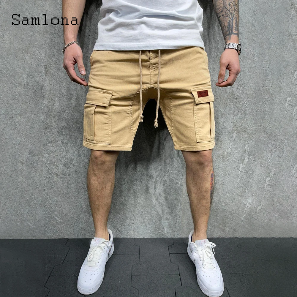 Samlona Plus Size 3xl pantaloncini stile Safari moda uomo Casual pantaloni corti con coulisse 2023 estate nuovi pantaloncini da spiaggia abbigliamento maschile