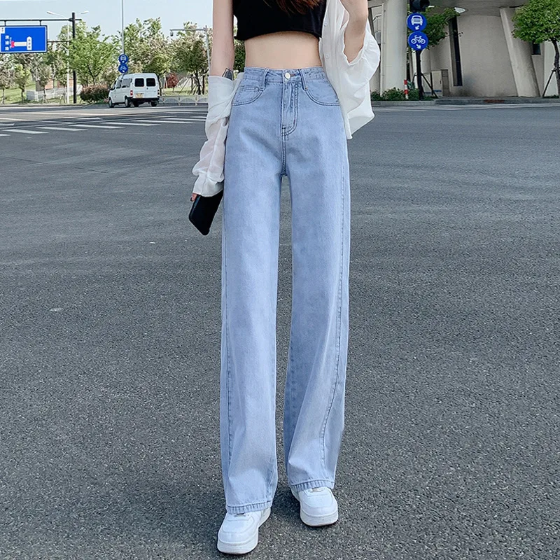 

High waisted Straight leg Jeans For women's Autumn Winter Vintage Loose Wide leg long Pants Female Casual Denim Trousers